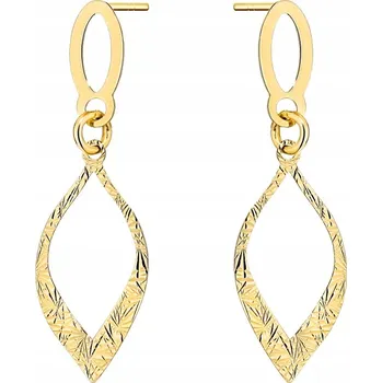 Náušnice Zlaté dámské NÁUŠNICE na puzetku ryzost 585 visací zdobené slzičky 14k