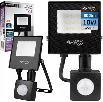 Halogenový LED reflektor 10W 4000K černý s pohybovým senzorem 800lm LVT