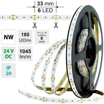 LED páska MCLED Pásek LED SMD2216 NW, 180LED/m, 12W/m, DC 24V, 1045lm/m, CRI90, IP20, 8mm, 30m ML-126.734.60.1
