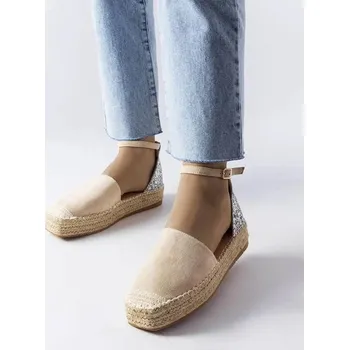 Dámské polobotky Béžové espadrilky Solea s brokatovou vložkou, 40 i240_207815_2:40