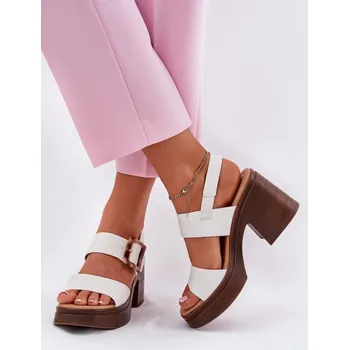 Dámské sandále Sandály na podpatku z ekokože s nastavitelným páskem a platformou, 36 i240_213008_2:36