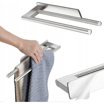 Držák na ručník DRŽÁK NA RUČNÍKY NA ZEĎ, DVOJITÝ VĚŠÁK DO KOUPELNY, SUŠÁK NA RUČNÍKY