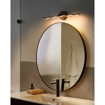 Stojací lampa LED obrazová lampa Zrcadlová lampa Černý kov 55 cm Světlo Ložnice Obývací pokoj Koupelna Zrcadlová lampa Moderní minimalistický design Beliani