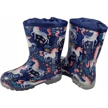 Pracovní obuv Holínky gumové LEHKÉ s límcem s gumičkou JEDNOROŽCI roztomilé VLOŽKA Wojtyłko