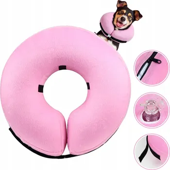 Ochranný límec pro zvířata POOPERAČNÍ LÍMEC PRO PSA KOČKU NAFUKOVACÍ OCHRANNÝ MĚKKÝ NASTAVITELNÝ M