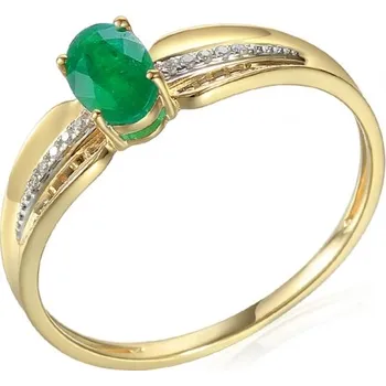 Prsten Gems, Originální prsten Florentina, žluté zlato s brilianty a smaragdem, vel. 56, prům. 17.8 mm, 585-38-1-4564.2ZB0.0.56.HSI.606