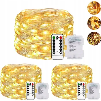 Vánoční dekorace LED SVĚTÝLKA NA DRÁTKU vánoční osvětlení na stromeček NA BATERIE 10 METRŮ 100 LED TEPLÁ BÍLÁ