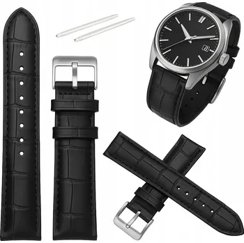 Opasek Kožený opasek černý krokodýlí vzor 16 mm