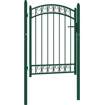 Zahradní branka s obloukem, ocelová, 100x125 cm, zelená