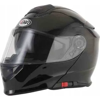 Helma na motorku MOTOCYKLOVÁ PŘILBA VYKLÁPĚCÍ ZVEDACÍ BRADA VCAN H271 S ČERNÁ LESKLÁ