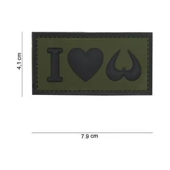 Nášivka Gumová nášivka 101 Inc nápis I Love Boobies - olivová