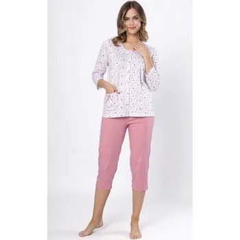 Dámské pyžamo Pyžamo Leveza Dobrusia bílo-růžový prášek z bavlny, bílo-růžový prášek L i384_18439185