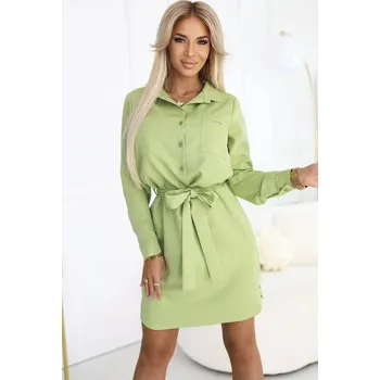 Dámské šaty Olivové košilové šaty Numoco s páskem, Xl i240_212631_2:XL