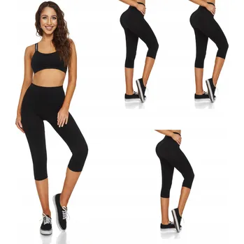 Dámské legíny Dámské legíny Anet černé 3/4 polyamidové s vysokým pasem zeštíhlující