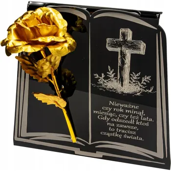 Smuteční dekorace Podstavec na hřbitov GRAVÍROVANÝ HŘBITOVNÍ SVÍČKA - dekorace na hrob STABILIZOVANÁ RŮŽE