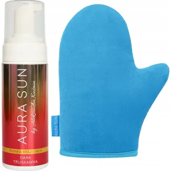 Samoopalovací přípravek AURA SUN Sada Rukavice + Samoopalovací pěna jahodová Dark 150 ml