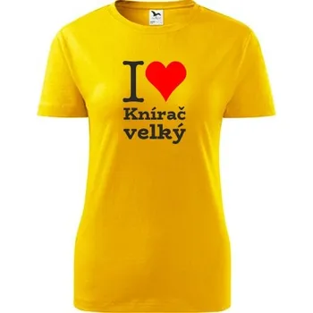 Dámské tričko Žluté dámské tričko I love Knírač velký - dárek pro pejskařku - barva žlutá - velikost XXL