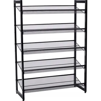 Botník Stabilní kovový regál na boty černý LOFT