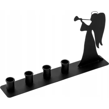 Vánoční svícen VÁNOČNÍ ADVETNÍ SVÍCEN NA 4 SVÍČKY VÁNOCE 50 CM BROKÁT ČERNÁ