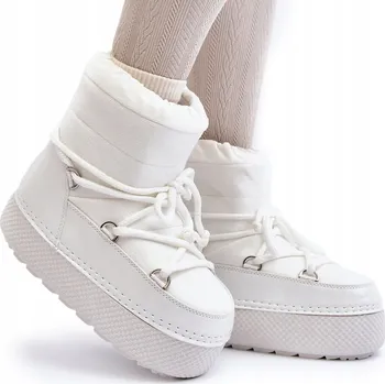 Dámská zimní obuv Dámské sněhule na masivní podrážce se šněrováním bílé 41/42