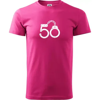 Narozeninové tričko pro policajta - pouta 50 - Klasické pánské triko vyšší gramáže - S ( Purpurová )