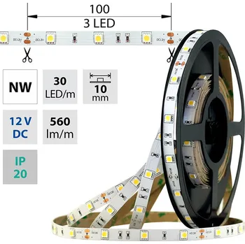 LED páska MCLED Pásek LED SMD5050 NW, 30LED/m, 7,2W/m, 560lm/m, IP20, DC 12V, 10mm, 50m ML-121.664.60.2