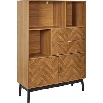 Komoda Regál Komoda v Retro Vintage Stylu Rybí Kost Dřevo Dub do Obývacího Pokoje Jídelny