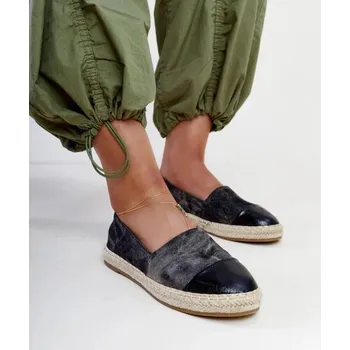 Dámské polobotky Espadrilky Solea černé lesklé slip-on s gumovou podrážkou, 38 i240_207340_2:38