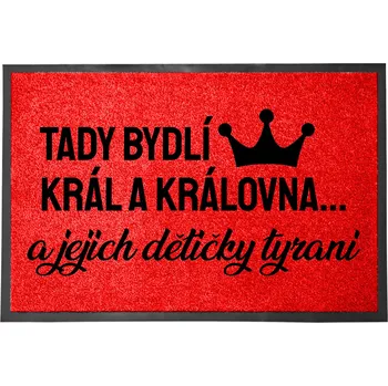 Obraz Vstupní rohožka červená KRÁL A KRÁLOVNA Vtipná Dárek Dekorativní