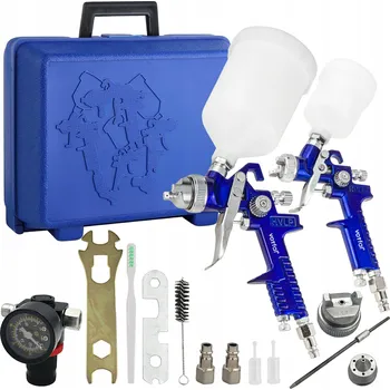 Stříkací pistole 2x stříkací pistole HVLP tryska 0,8 1,4 1,7 lakování kufr reduktor