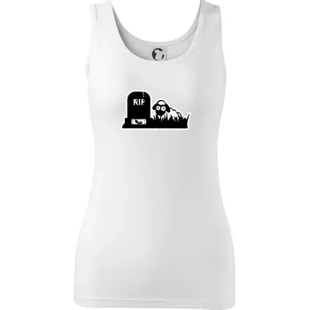 Dámské tričko RIP - Náhrobek - Jitrnice - Ovečka - Dámské tílko - 2XL ( Bílá )