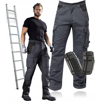 Pracovní obuv Pracovní kalhoty Magros šedé polyester velikost 52 s kapsami a reflexními prvky