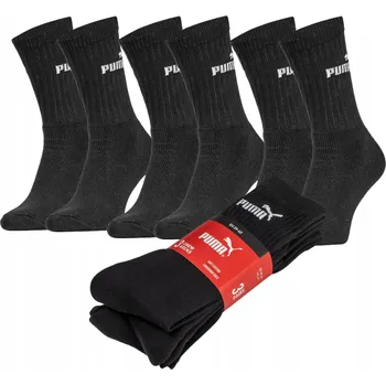 Pánské ponožky PUMA Dlouhé sportovní PONOŽKY vel. 43-46 ČERNÉ 3 PÁRY