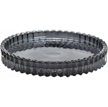 Svícen Skleněný svícen, šedý, (šíř./výš./hl.) 10x2x10 cm