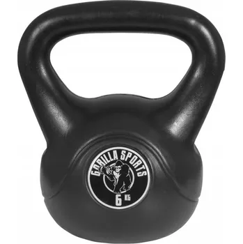 Kettlebell 6 KG Gorilla Sports ČERNÝ vinylový