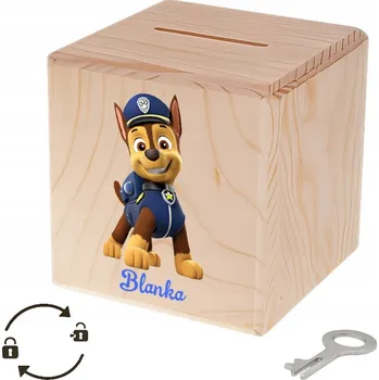 Pokladnička PRVNÍ POKLADNIČKA s potiskem Chase Tlapková patrola DÁREK Na Křtiny Narozeniny