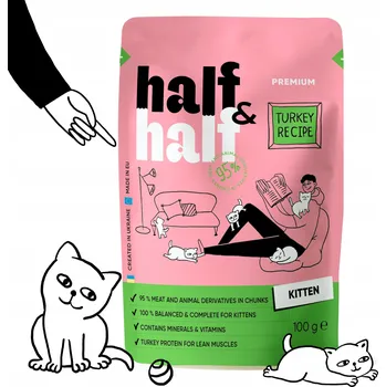 Krmivo pro kočku HALF&HALF krmivo pro koťata S KRŮTOU V ŽELÉ 100 g