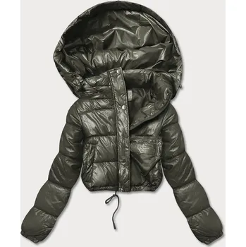 Dámská cargo bunda Dámská krátká péřová bunda khaki- crop střih, odstíny zelené XXL (44) i392_20581-48