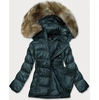 Dámská cargo bunda Tmavě zelená dámská prošívaná bunda na přechodné období, odstíny zelené S (36) i392_21396-46