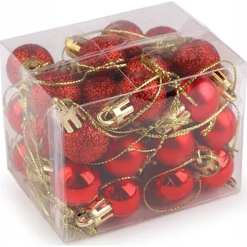 Vánoční dekorace Vánoční baňky, červené, 2 cm, 36 ks
