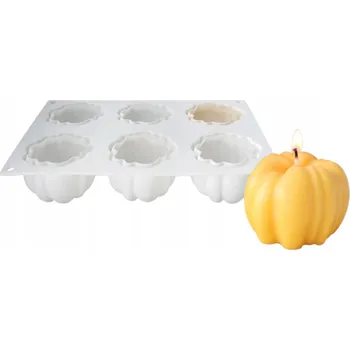 Výroba svíčky Silikonová forma na svíčky, vosk, mýdlo, odlitky ze sádry - Dýně, 6 hnízd