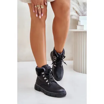 Dámská zimní obuv Dámské Zateplené Kotníkové Boty Traperky Na Zip Černé Mevanisa Velikost: 38