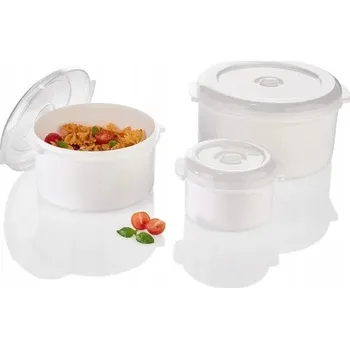 Nádobí do mikrovlnné trouby 3x Kulatá dóza do mikrovlnné trouby s víkem a parním ventilem