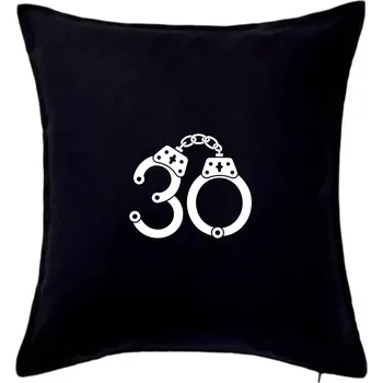 Polštář Narozeninové tričko pro policajta - pouta 30 - Polštář 50x50 - 50x50 - Pouze potah ( Černá )