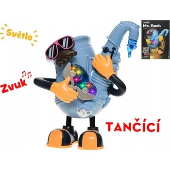 autíčko Hrací Mr. Rock saxofon 22 cm na baterie tančící se světlem a zvukem v krabi