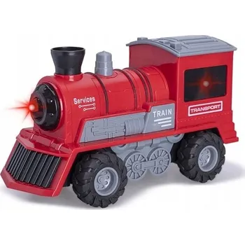 autíčko Lokomotiva červená 22,5cm 1:16 na setrvačník na baterie se světlem a zvukem
