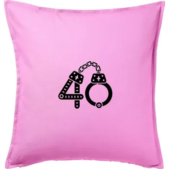 Polštář Narozeninové tričko pro policajta - pouta 40 - Polštář 50x50 - 50x50 - Pouze potah ( Růžová )