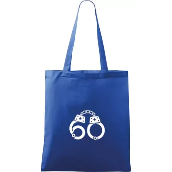 Nákupní taška Narozeninové tričko pro policajta - pouta 60 - Taška bavlněná - 42 x 38 cm ( Královská modrá )