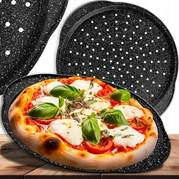 Plech na pečení PLECH NA PIZZU KOLÁČOVÁ FORMA NA PEČENÍ S NEPŘILNAVÝM POVRCHEM VELKÁ 39 CM S UCHYTY