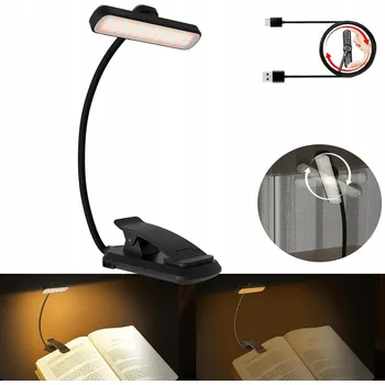 Lampička NOČNÍ LAMPA LED S KLIPSEM NA ČTENÍ KNIH USB BEZDRÁTOVÁ